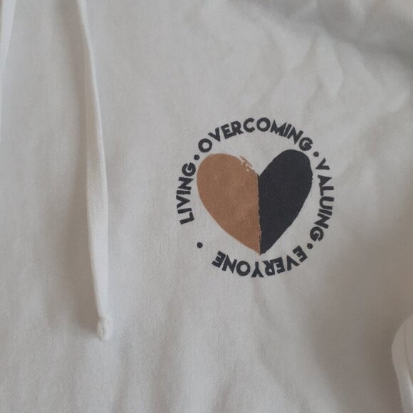 EVEREVE x 4 The Love Women's Size Small White Valuing Everyone Hooded Sweatshirt - Picture 3 of 11